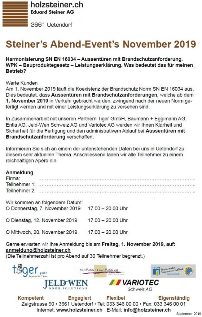 Flyer: Aussentüren mit Brandschutz